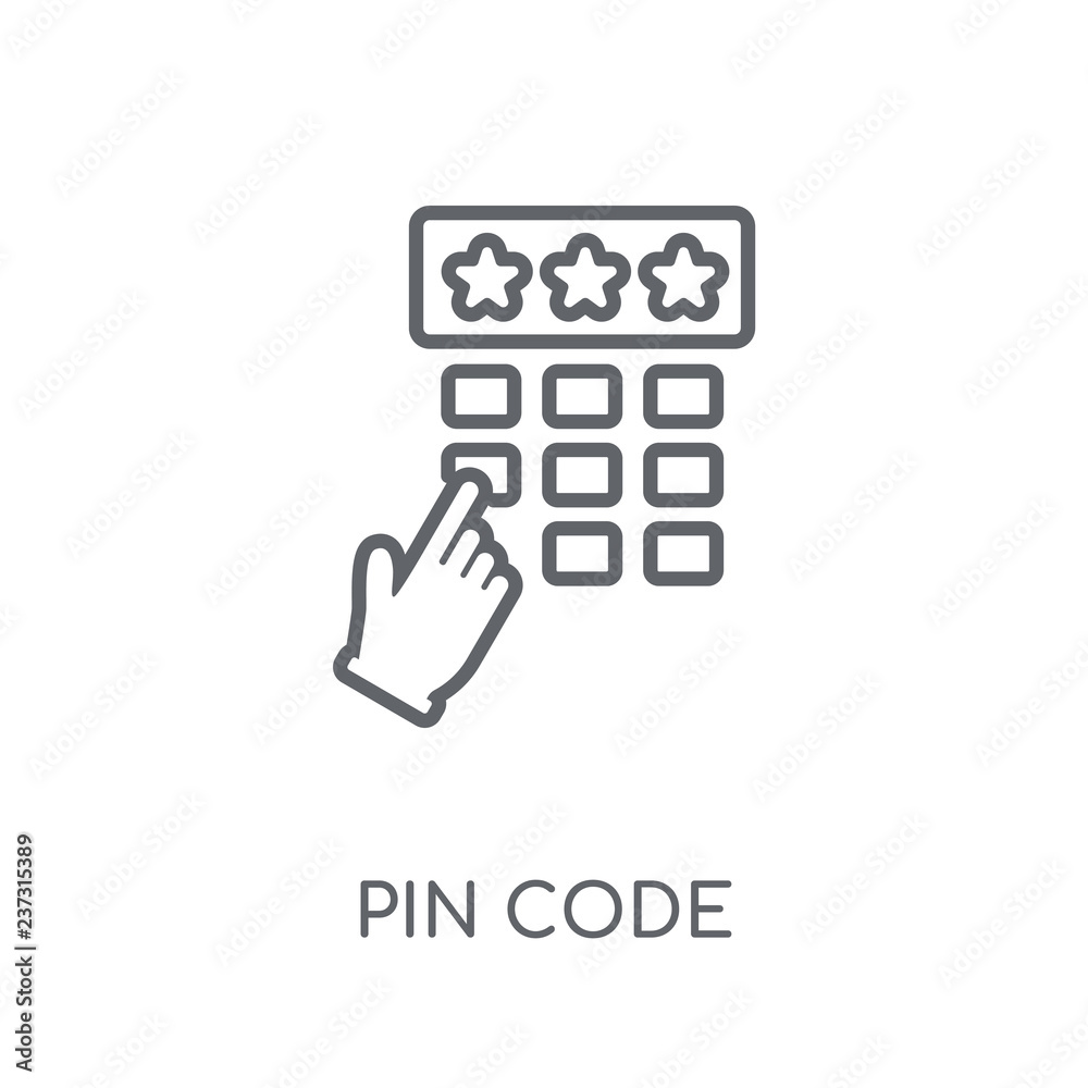 Pin code linear icon. Modern outline Pin code logo concept on white  background from Internet Security and Networking collection Stock Vector