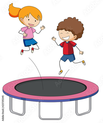 Children jumping on trampoline
