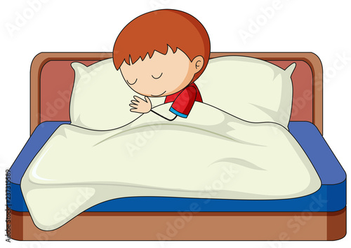 A boy sleeping on the bed