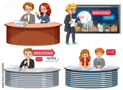 Set of news reporter