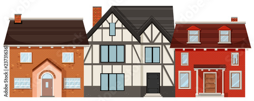 Different house on white background