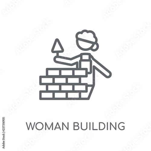 Woman Building a Wall linear icon. Modern outline Woman Building a Wall logo concept on white background from Ladies collection