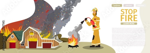 Vector Illustration Cartoon Fire Extinguishing