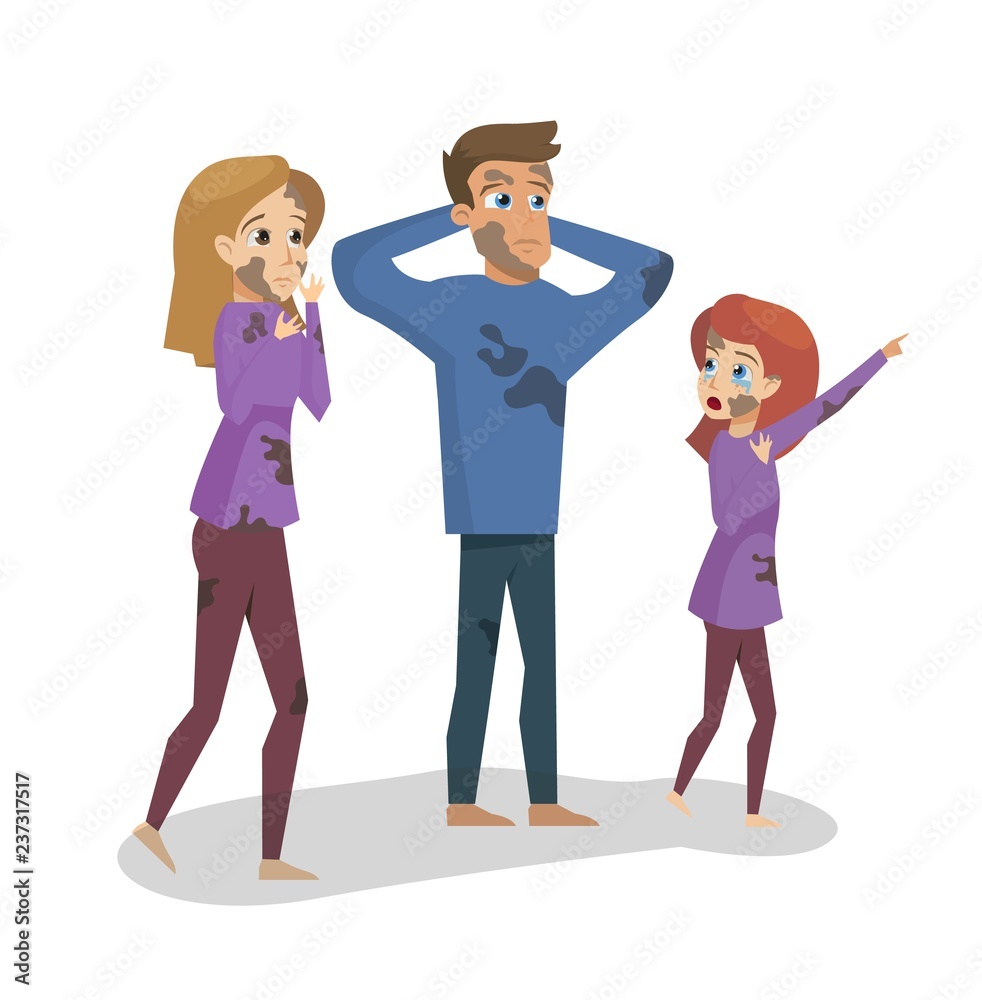 Vector Illustration Cartoon Family Grieved by Fire Vector Illustration Cartoon Family Grieved by Fire