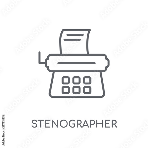 Stenographer linear icon. Modern outline Stenographer logo concept on white background from law and justice collection