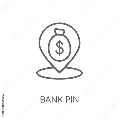 Bank Pin linear icon. Modern outline Bank Pin logo concept on white background from Maps and Locations collection