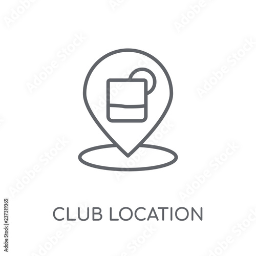 Club location linear icon. Modern outline Club location logo concept on white background from Maps and Locations collection