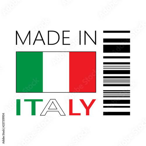 vector logo made in Italy with bar code