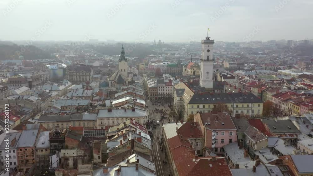 Aerial view of the historical center of Lviv. Shooting with drone Aerial view of the historical center of Lviv. Shooting with drone