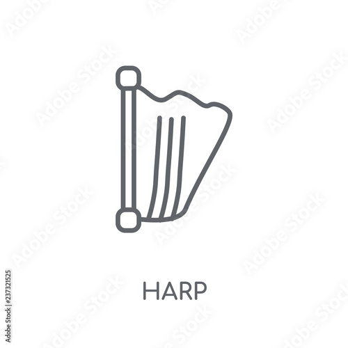 Harp linear icon. Modern outline Harp logo concept on white background from Music collection