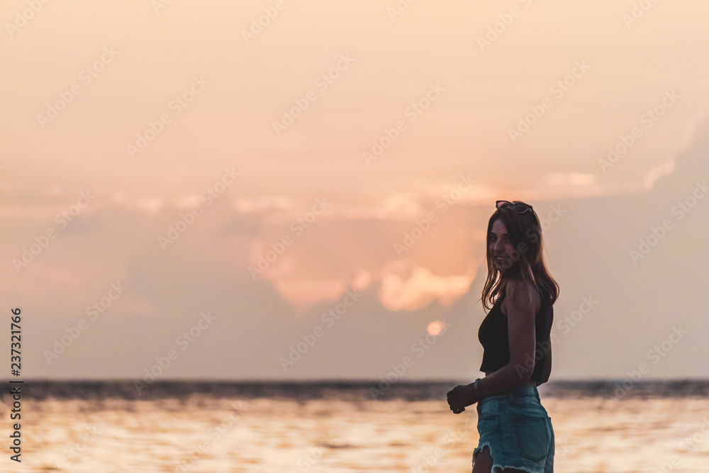 Girl at Bavaro Beaches in Punta Cana, Dominican Republic