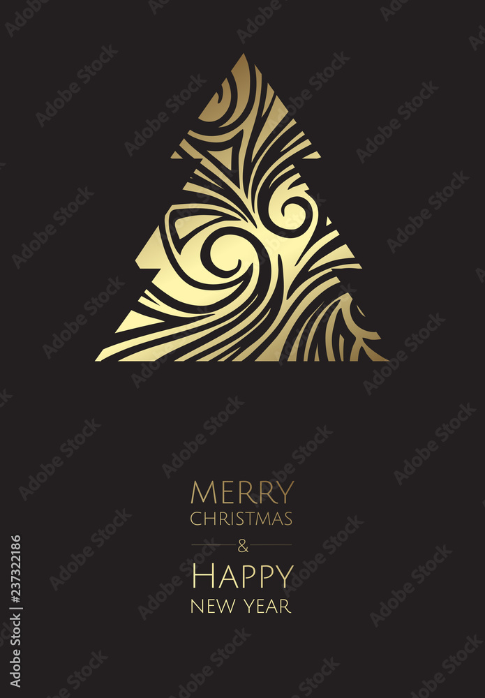 Merry Christmas and Happy New Year. Vector modern template card. Abstract geometric christmas tree. Merry Christmas and Happy New Year. Vector modern template card. Abstract geometric christmas tree.