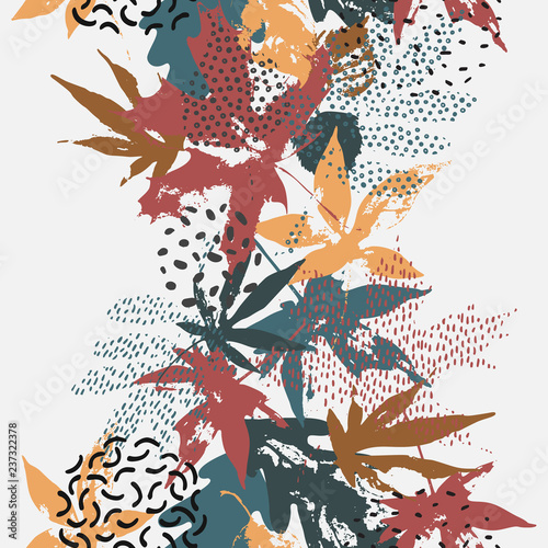 Abstract fall seamless pattern in retro colors.