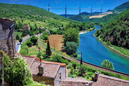 The village of Peyre, officially one of the most beautiful villages in France, close to the city of Millau, on the River Tarn photo