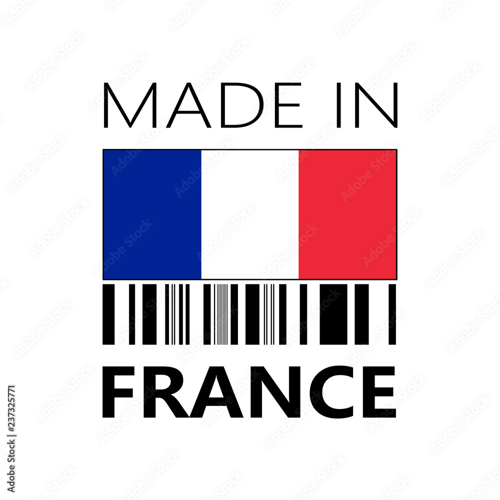 VECTOR ICON OF MADE IN FRANCE WITH BAR CODE VECTOR ICON OF MADE IN FRANCE WITH BAR CODE