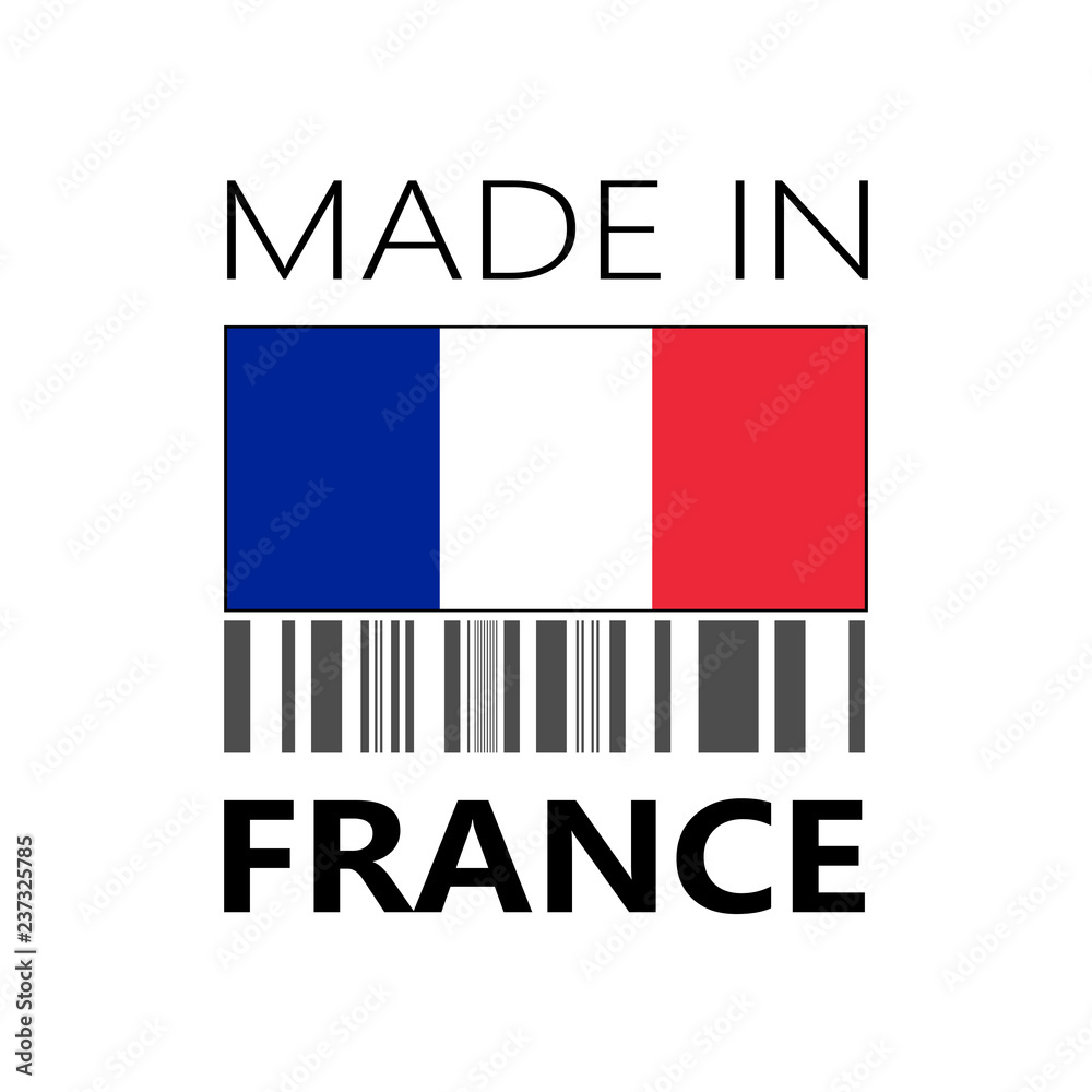 VECTOR ICON OF MADE IN FRANCE WITH BAR CODE VECTOR ICON OF MADE IN FRANCE WITH BAR CODE