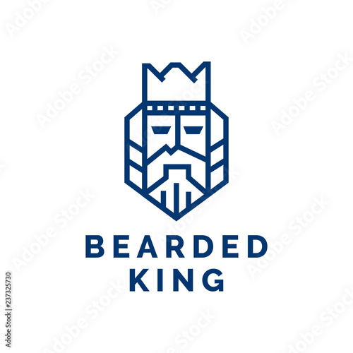 Bearded king with a crown on his head