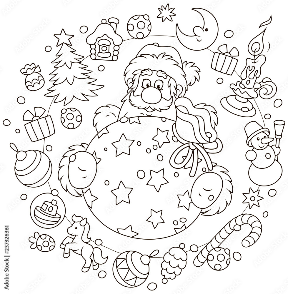 Christmas santa claus with carry gift box merry Vector Image