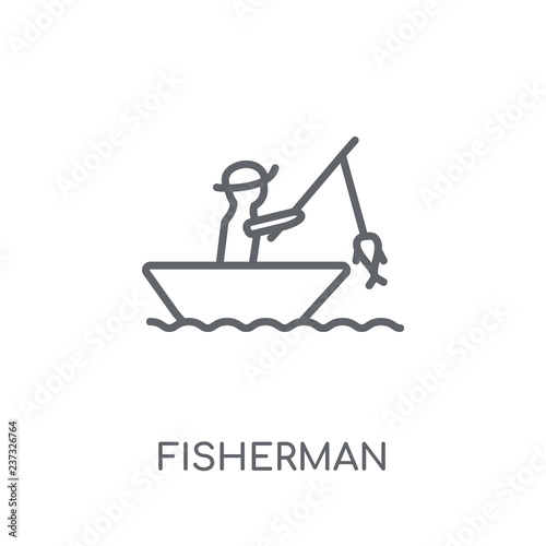 Fisherman linear icon. Modern outline Fisherman logo concept on white background from Professions collection