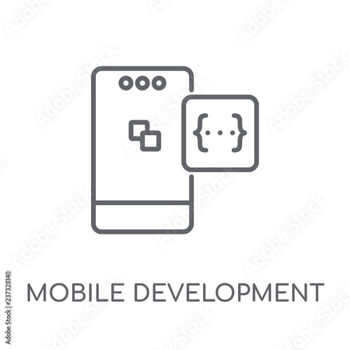 Mobile development linear icon. Modern outline Mobile development logo concept on white background from Programming collection photo