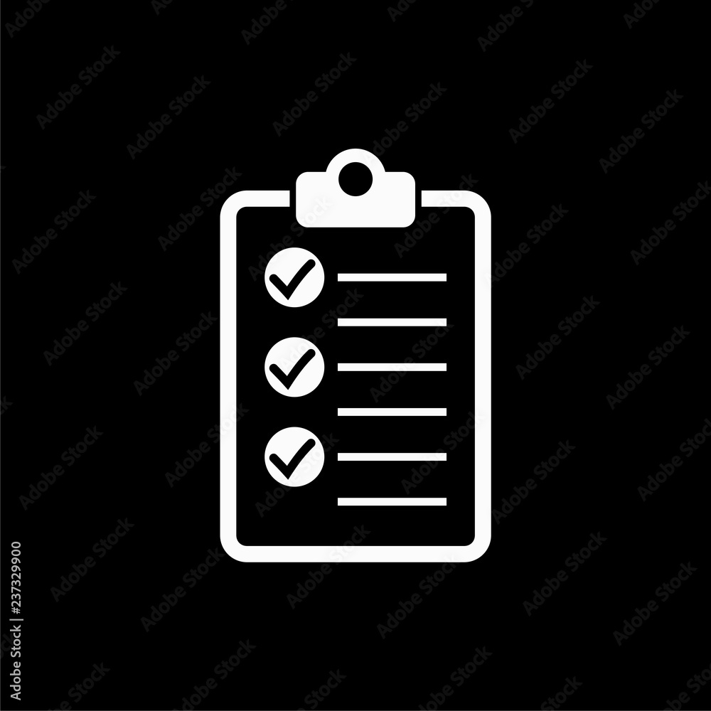 Checklist Icon Design icon or logo on dark background Checklist Icon Design icon or logo on dark background