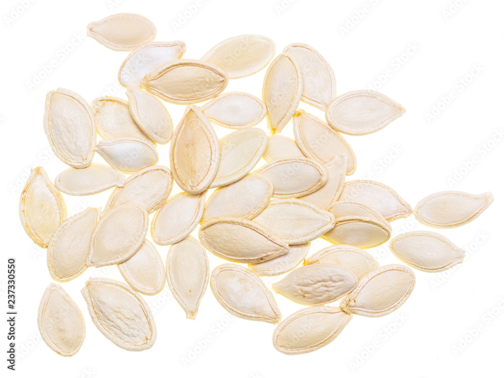 Pumpkin seeds isolated on white background