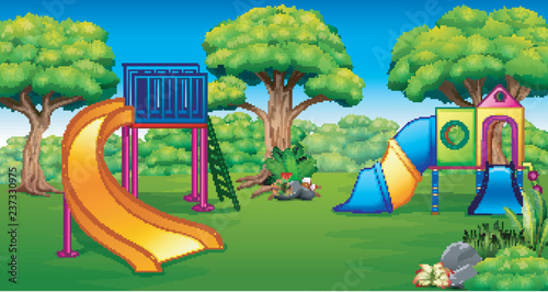 Illustration of playground in the garden
