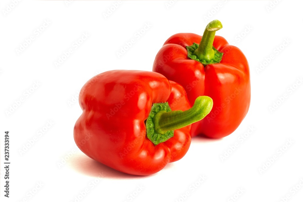 Two sweet bell peppers isolated on white background cutout Two sweet bell peppers isolated on white background cutout
