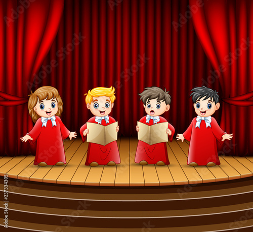 Children choir performing on the stage