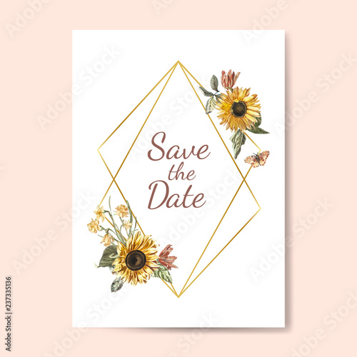 Save the date wedding invitation mockup vector