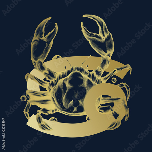 Hand drawn horoscope symbol of Cancer illustration