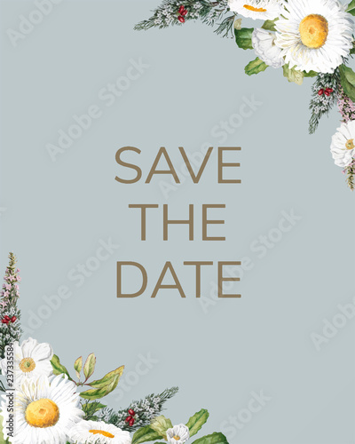 Save the date wedding invitation mockup card vector