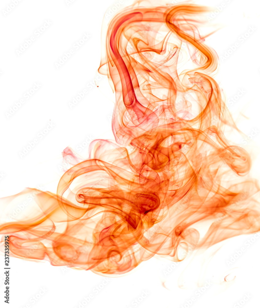 Red smoke on white background
