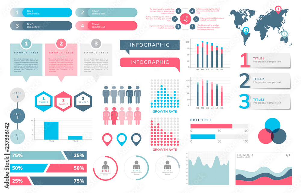 Set of business infograph vectors - obrazy, fototapety, plakaty 