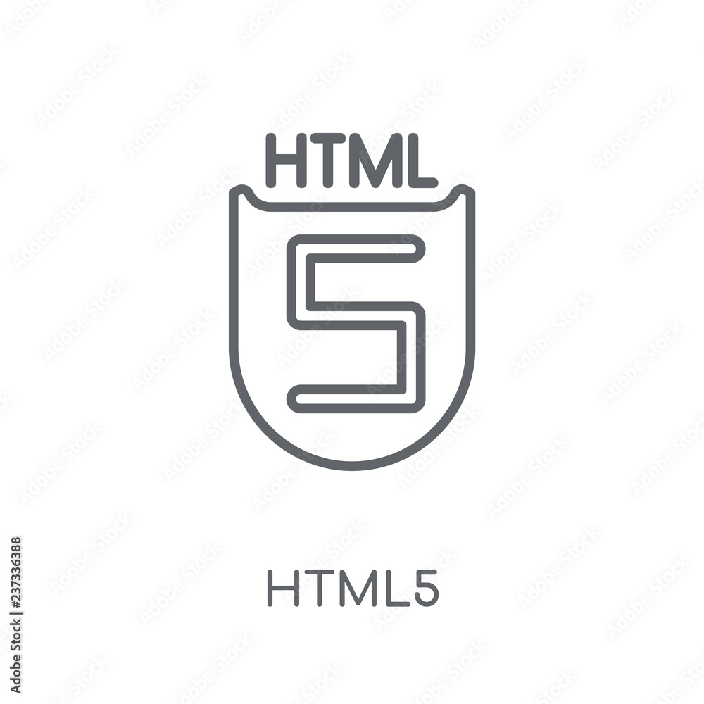 HTML5 linear icon. Modern outline HTML5 logo concept on white ...