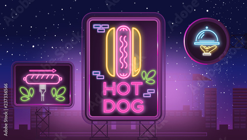 Neon Sign with Hot Dog