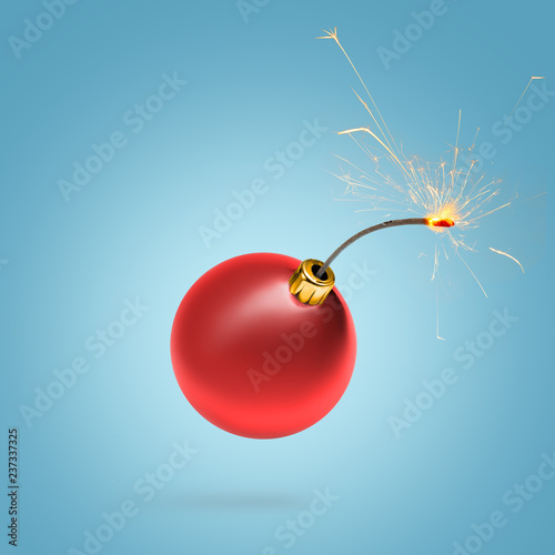 Christmas tree decoration stylized bomb. Time for celebration. New Year concept.