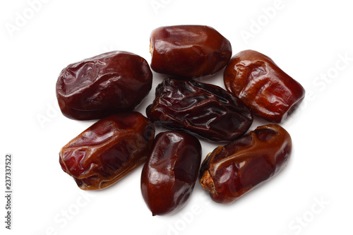 date fruit isolated on white background. top view