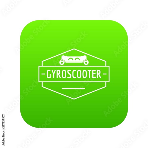 Battery gyro scooter icon green vector isolated on white background