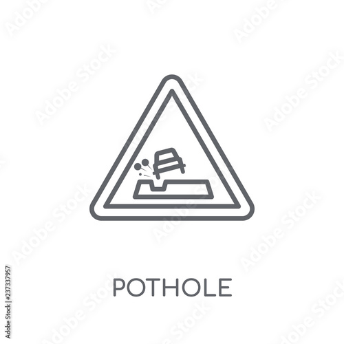 Pothole sign linear icon. Modern outline Pothole sign logo concept on white background from Traffic Signs collection