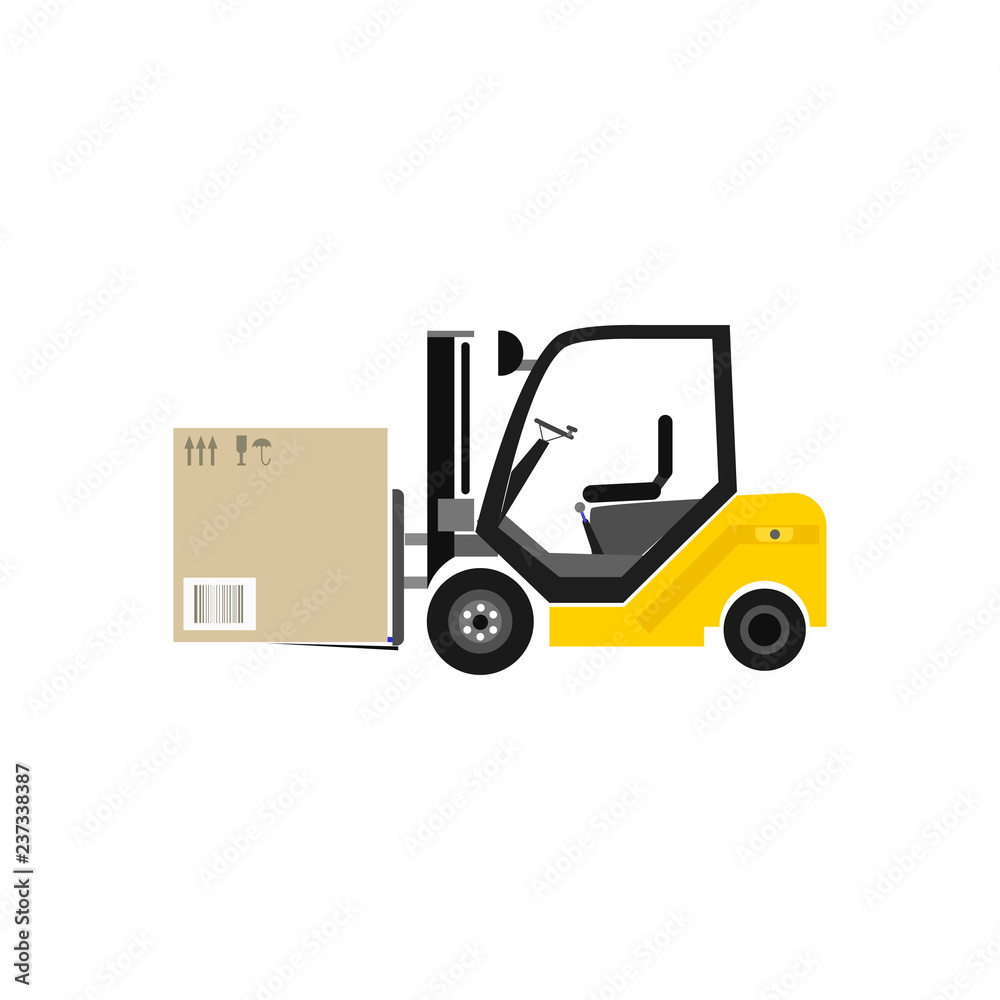 Fright forklift vector illustration isolated on white background. Passenger airport ground technics, aviation terminal logistics and infrastructure vector illustration. Fright forklift vector illustration isolated on white background. Passenger airport ground technics, aviation terminal logistics and infrastructure vector illustration.