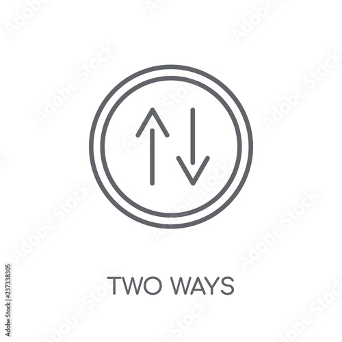 Two ways sign linear icon. Modern outline Two ways sign logo concept on white background from Traffic Signs collection