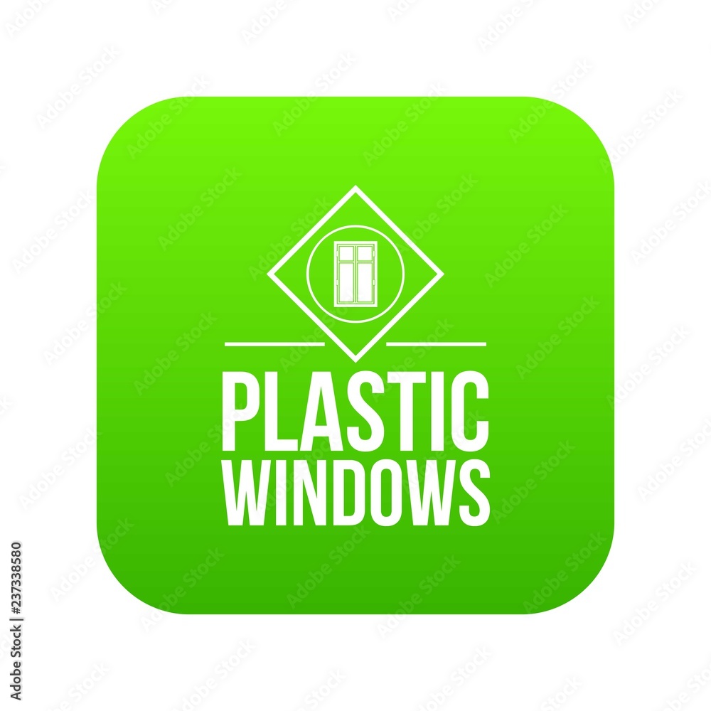 Plastic window icon green vector isolated on white background Plastic window icon green vector isolated on white background