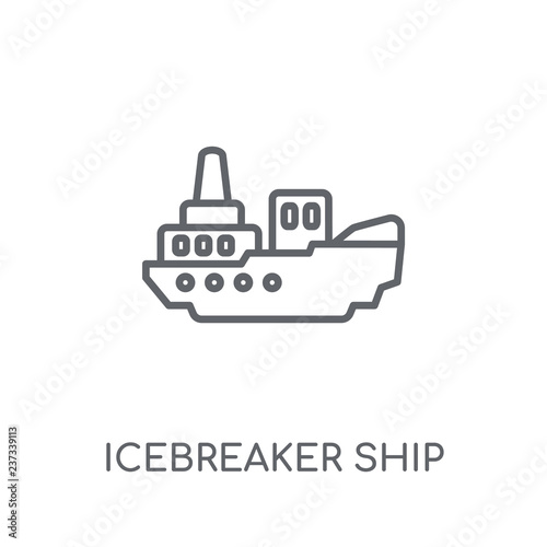 icebreaker ship linear icon. Modern outline icebreaker ship logo concept on white background from Transportation collection