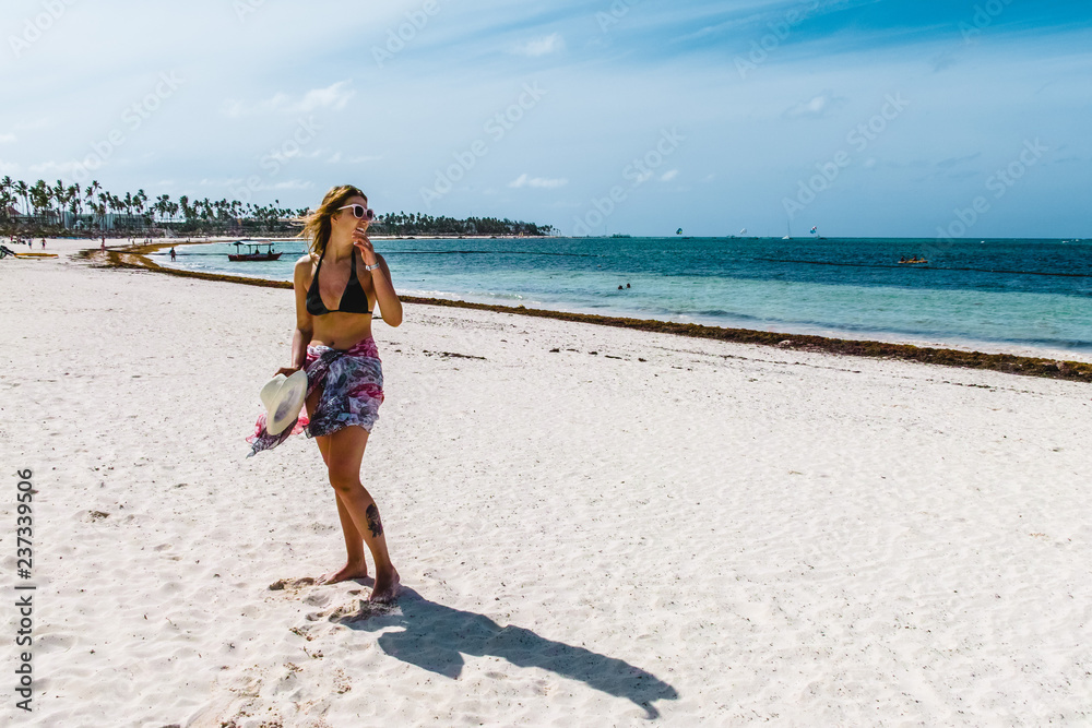 Girl at Bavaro Beaches in Punta Cana, Dominican Republic