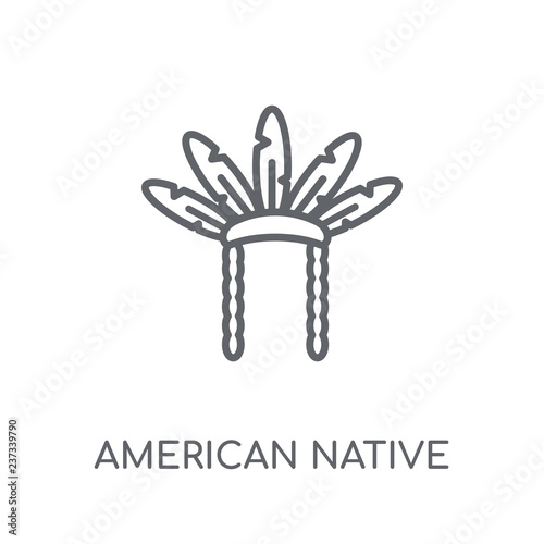 American Native linear icon. Modern outline American Native logo concept on white background from United States of America collection