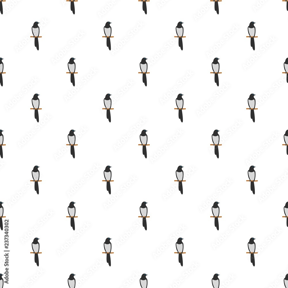 Sitting magpie pattern seamless vector repeat for any web design