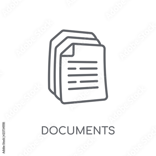 Documents linear icon. Modern outline Documents logo concept on white background from User Interface and Web Navigation collection
