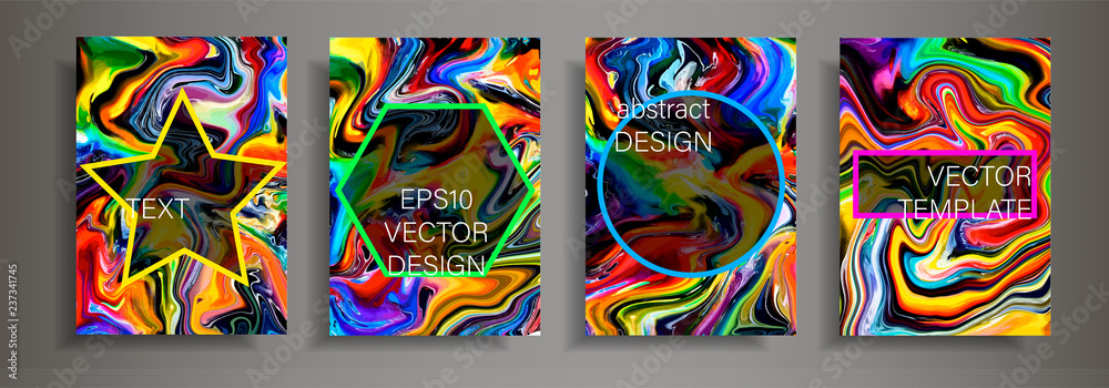 Fototapeta premium Modern design A4.Abstract texture of colored bright liquid paints.Splash neon acrylic paints.Used design presentations, print,flyer,business cards,invitations, calendars,sites, packaging,cover.