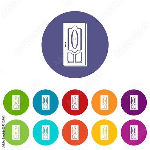 Wooden door icons color set vector for any web design on white background